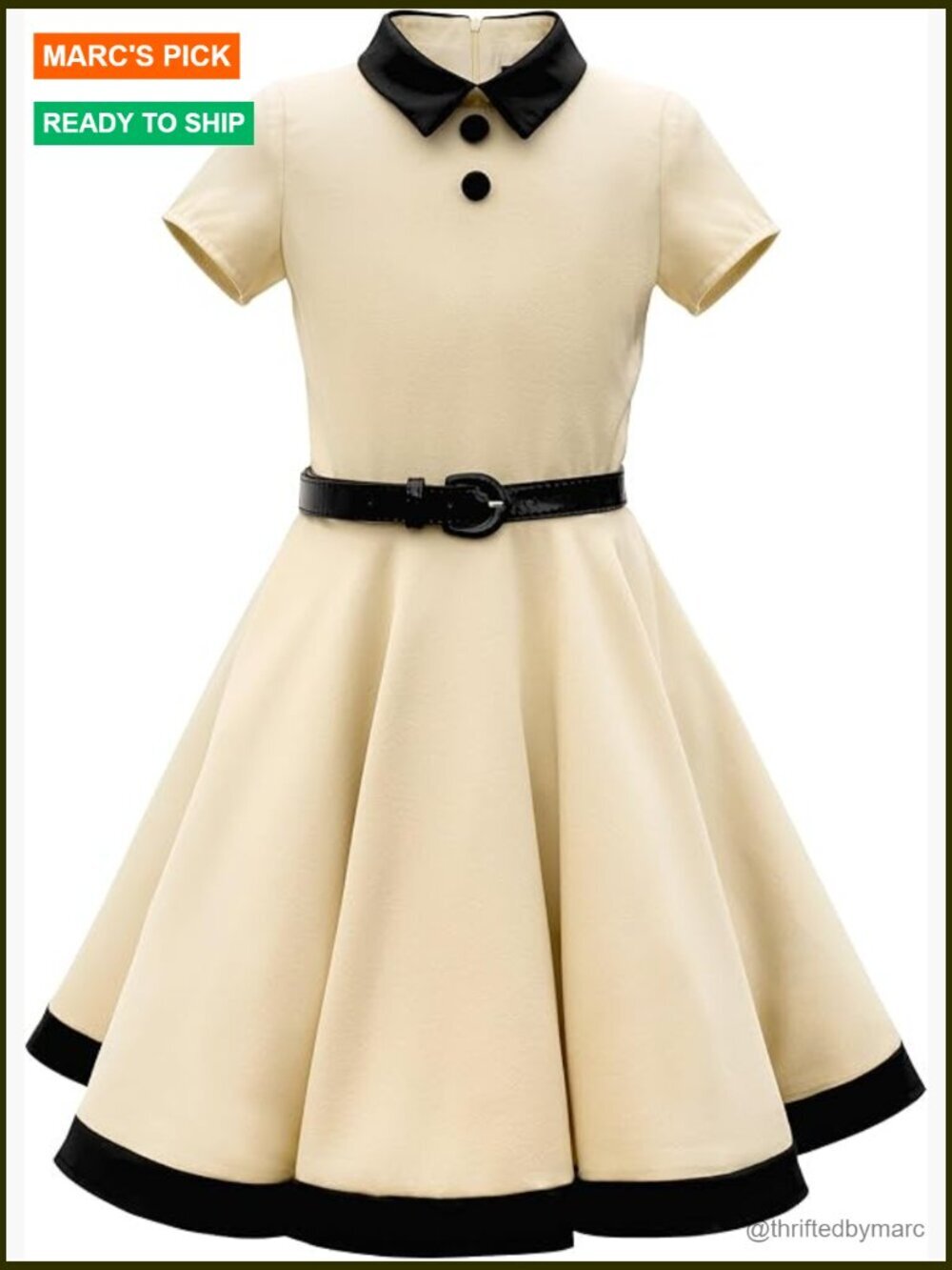 Vintage Flare Special Occasion Dress with Collar and Buttons